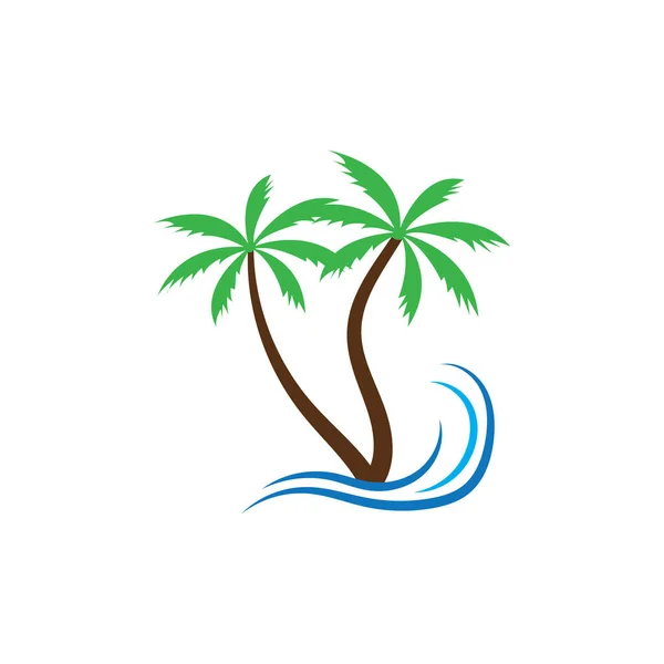 Sunset Beach Ocean Icon Vector Illustration Template Design — ストックベクタ