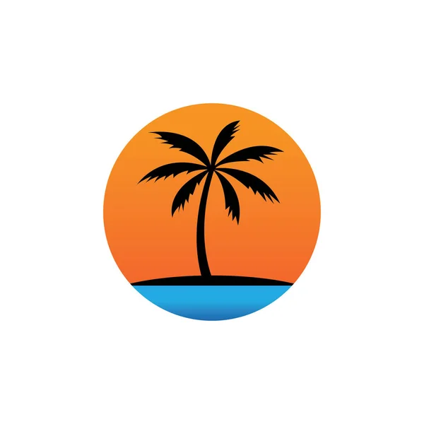 Sunset Beach Ocean Icon Vector Illustration Template Design — стоковый вектор