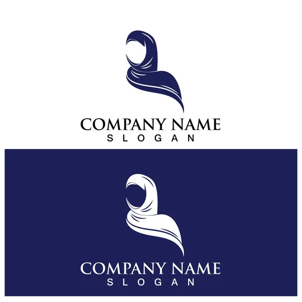 Hijab Logo Icon Vector Illustration Template Design — Vetor de Stock