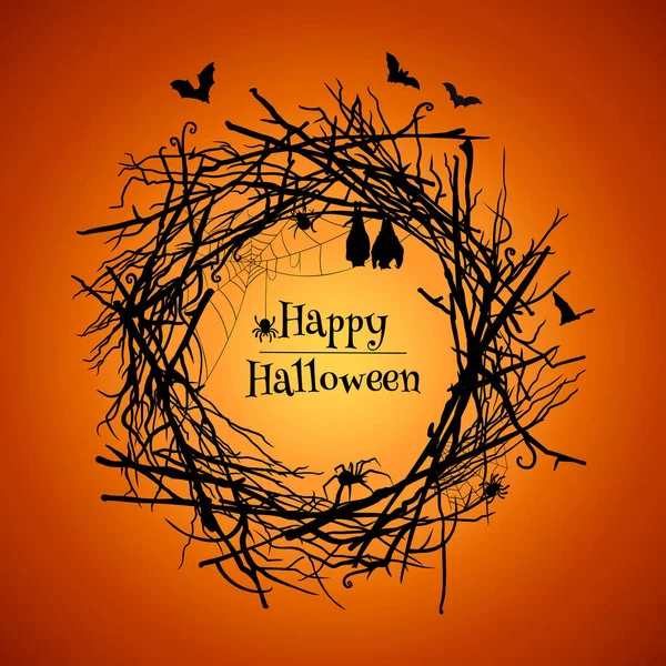 Halloween Wreath Vector Illustration Isolated Background Happy Halloween Greeting Card — Stockvektor