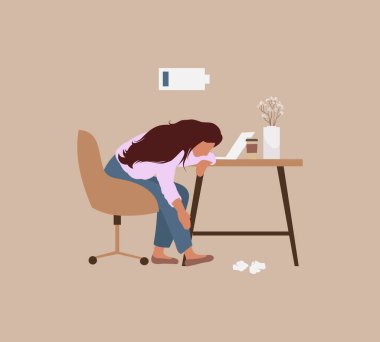 women at workplace burnout, tired worker