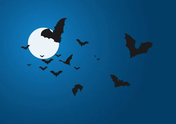 Bats Flying Sky Halloween Background — Stock Vector