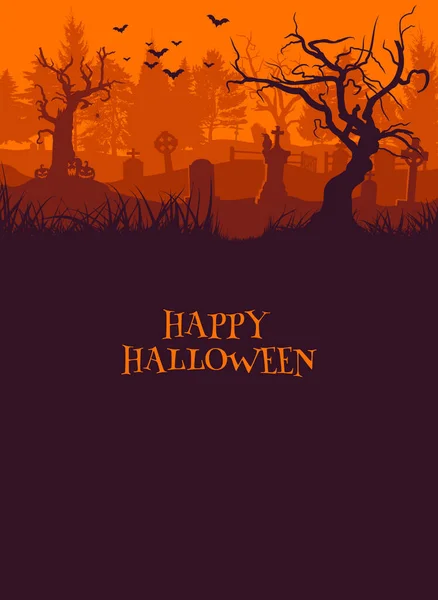 Old Cemetery Halloween Background — Stock Vector