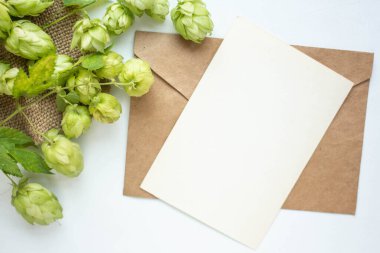 Zıplama dalı, çiçek, el işi zarf, çiçek, düzlük, üst görünüm içeren minimalist kart modeli