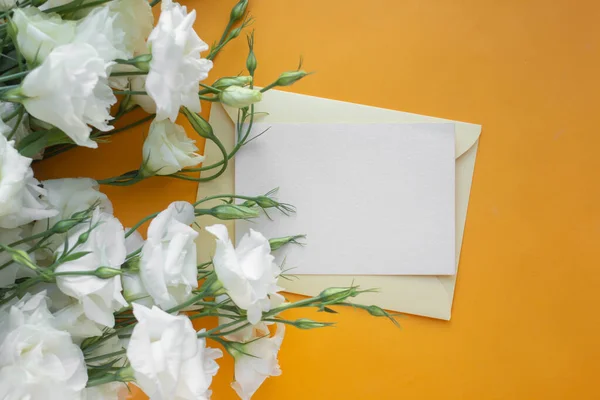 Mockup Card Eustoma Invitation Card Environment Details Mockup Postcard Flowers — стоковое фото