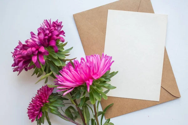asters bouquet on grey-blue background. modern composition