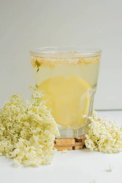 Elderflower Lemonade Lemon Glass — Stok fotoğraf