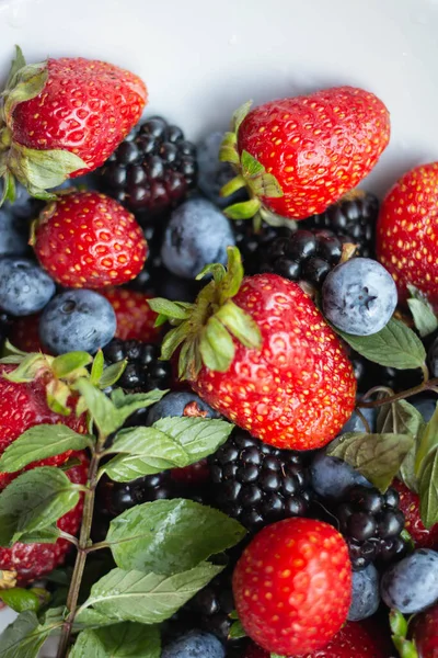 Seasonal Berries White Dish — Stock Photo, Image