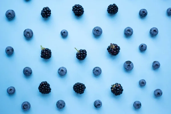Blueberry Blackberry Blue Background — Stock Photo, Image