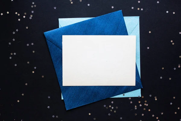 Mockup Card Stars Invitation Card Environment Details Mockup Postcard Black — Stock fotografie