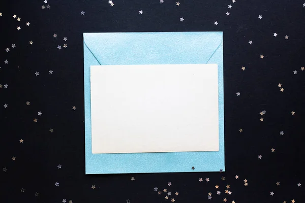 Mockup Card Stars Invitation Card Environment Details Mockup Postcard Black — ストック写真