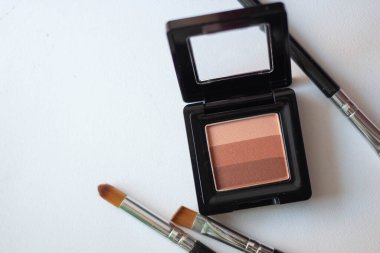 decorative cosmetics. eye shadows and brushes. eyeshade