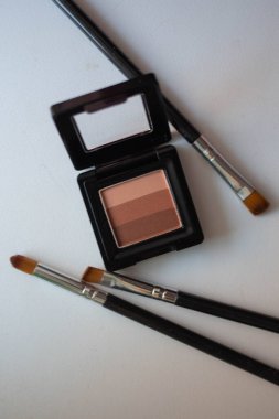 decorative cosmetics. eye shadows and brushes. eyeshade