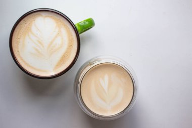 latte art in a cup. handmade brew coffee. morning vives