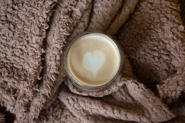 Homemade Latte Heart Latte Art Tulip Blanket — Fotografia de Stock
