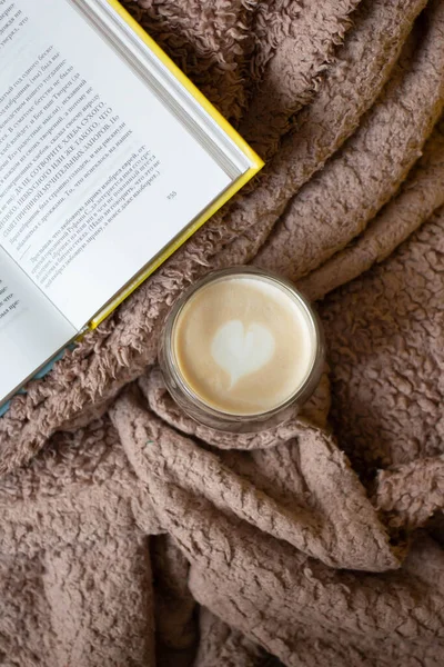 Homemade Latte Heart Latte Art Tulip Blanket — стоковое фото