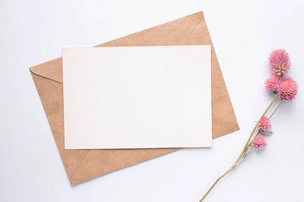 Card Mockup Dry Flowers Envelope Invitation — Stockfoto