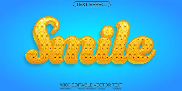 Emoji Amarillo Sonrisa Efecto Texto Editable Escalable — Vector de stock