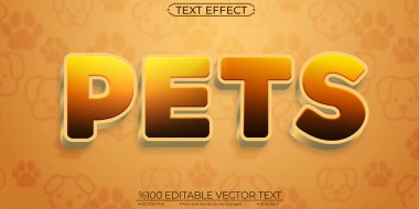 Kahverengi Evcil Hayvanlar Düzenlenebilir ve Ölçeklenebilir Metin Efekti