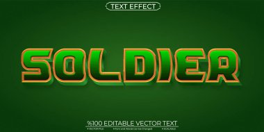 Altın ve Yeşil Asker Düzenlenebilir ve Ölçeklenebilir Metin Efekti