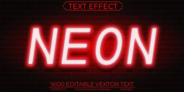 Red Neon Editable Scalable Text Effect — Archivo Imágenes Vectoriales