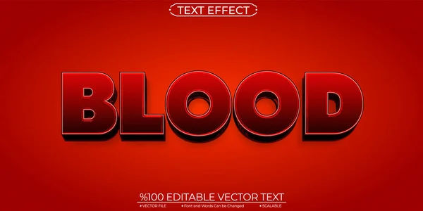 Red Blood Editable Scalable Text Effect — Vetor de Stock