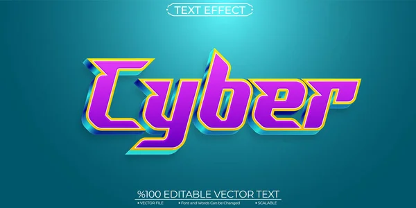 Blu Purple Cyber Editable Scalable Text Effect — Vettoriale Stock