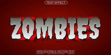 Cartoon Gaming Text and Red Neon Zombies Editable and Scalable V