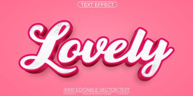 Şirin Beyaz Sevimli Düzenlenebilir ve Ölçeklenebilir Vektör Metin Efekti