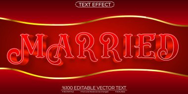 Kırmızı Evli Düzenlenebilir ve Ölçeklenebilir Vektör Metni Efekti