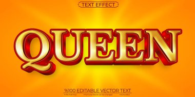 Altın ve Kırmızı Kraliçe Düzenlenebilir ve Ölçeklenebilir Vektör Metni Efekti