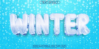 Mavi ve Beyaz Sıvı Kış Düzenlenebilir ve Ölçeklenebilir Vektör Metni Efekti