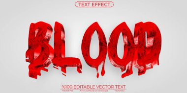  Kırmızı Sıvı Kan Düzenlenebilir ve Ölçeklenebilir Vektör Metni Efekti