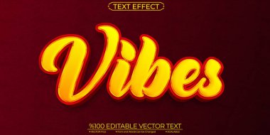 Altın ve Kırmızı Parlak Havalı Titreşimler Düzenlenebilir ve Ölçeklenebilir Vektör Metni 