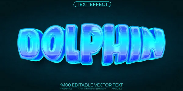 Blue Shiny Cartoon Dolphin Editierbarer Und Skalierbarer Vektor Text Eff — Stockvektor