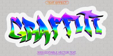 Beyaz Duvar Arkaplanı ve Renkli Kaligrafi Graffiti Düzenlenebilir