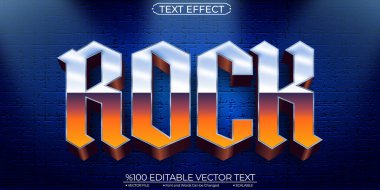 Mavi Işık Parlak Rock Müzik Düzenlenebilir ve Ölçeklenebilir Vektör Metni Efekti
