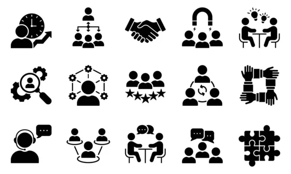 Teamwork Community Business People Partnership Glyph Pictogram Collection Human Resource — Stockvektor