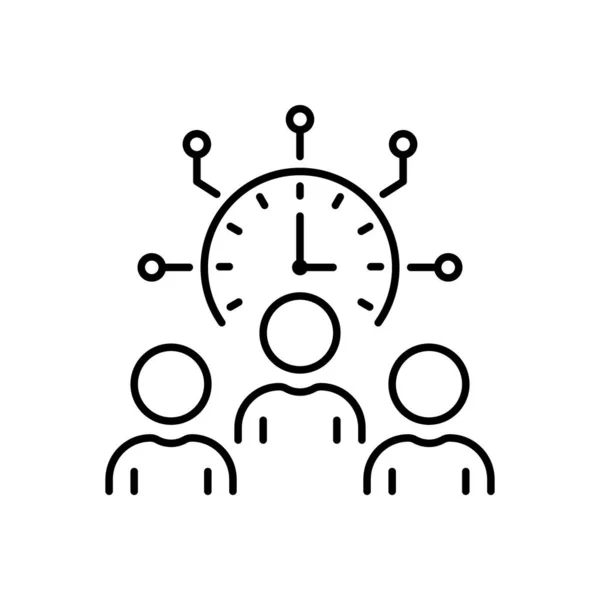Time Management Outline Icon Efficiency Team Work Process Schedule Clock — Stockvector