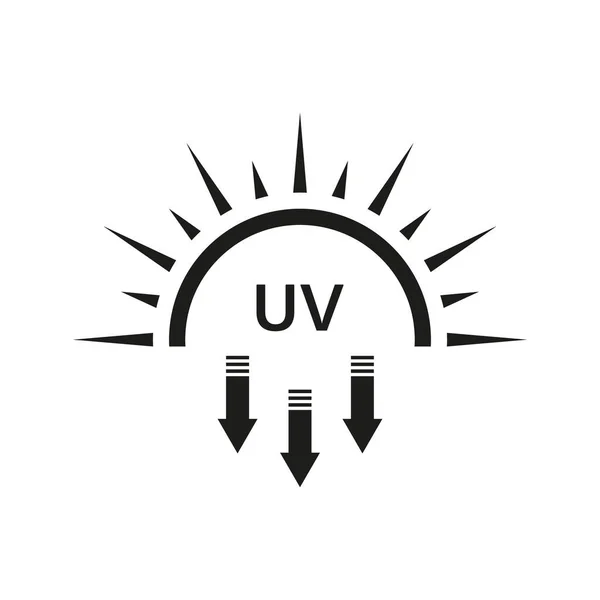 Ultraviolette Stralen Silhouet Black Icon Zon Pijl Bescherm Straling Glyph — Stockvector