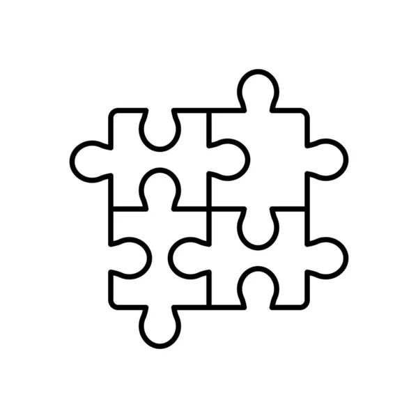 Puzzle Solve Problem Black Line Icon White Background Teamwork Solution — Stock Vector