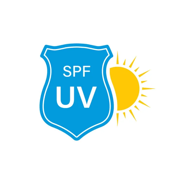Sun Shield Protect Skin Icon Spf Cosmetic Sunscreen Summer Suntan — Vettoriale Stock