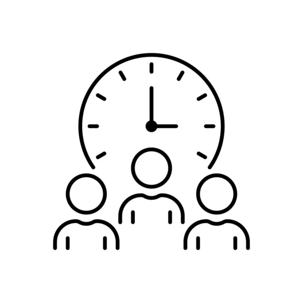 Efficiency Team Work Process Schedule Clock Optimization Line Icon Time — Stock Vector