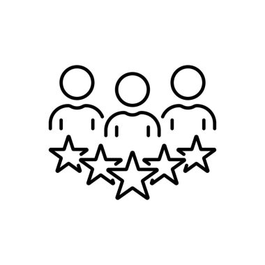 Tecrübe Kalifiye Ekibi Satır Simgesi. Memnuniyet Kullanıcı Müşteri Servisi Doğrusal Resimli Değerlendirme. İyi Kalite Mutlu Müşteri Yüksek Kalite Taslak Simgesi. Düzenlenebilir Vuruş. Vektör İllüstrasyonu.