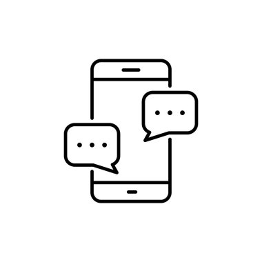 Cep telefonu hattı simgesindeki mesaj. Akıllı Telefon Postası Çevrimiçi Sohbet Konuşması Kabarcık Doğrusal Pictogram. Smartphone Screen Bildirim Özeti Simgesi. Düzenlenebilir Vuruş. İzole Vektör İllüstrasyonu.