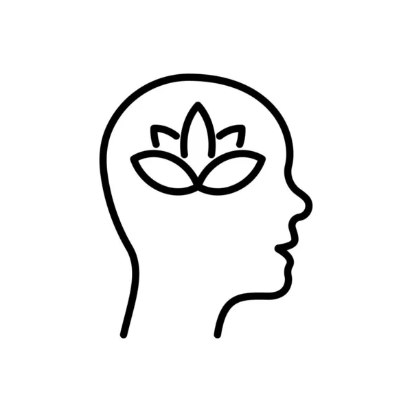 Lotus Brain Wellbeing Concept Line Icon Wellbeing Peace Mental Healthy — Διανυσματικό Αρχείο