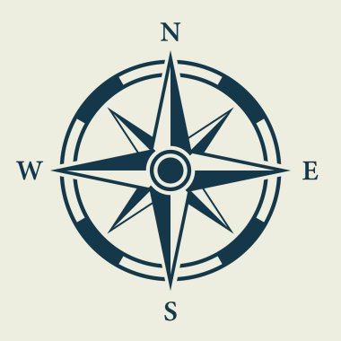 Rose Wind Navigation Retro Equipment Sign. Adventure Direction Arrow to North South West East Orientation Navigator Modern Glyph Pictogram. Compass Map Silhouette Icon. Isolated Vector Illustration.