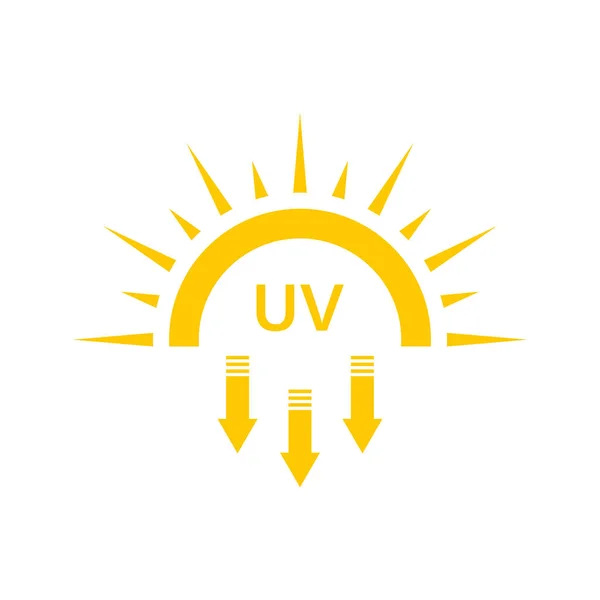 Ultraviolet Rays Silhouette Yellow Icon Sun Arrow Protect Radiation Glyph — 스톡 벡터