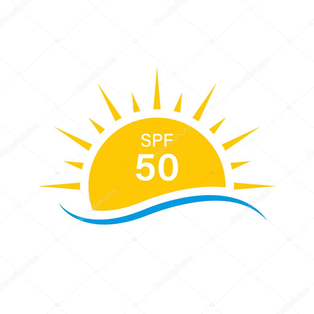 Sun UV Rays SPF 50 Protect Radiation Silhouette Icon. Summer Sunblock Protection Ultraviolet Rays UVA UVB Defense Skin Pictogram. Isolated Vector Illustration.