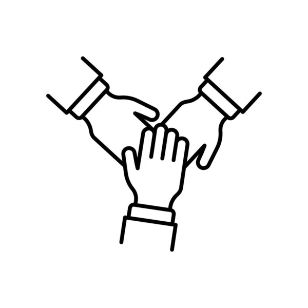 Teamwork Alliance Partnership Help Together Hand Outline Icon Collaboration Group — Stockový vektor